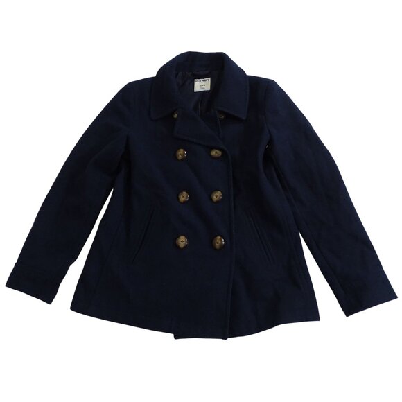 Old Navy Jackets & Blazers - Old Navy Women Navy Blue Peacoat Double Breasted Coat Size M Wool Blend Classic